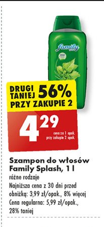 Szampon z pokrzywą Family splash promocja w Biedronka