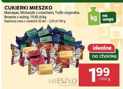 Cukierki Mieszko Marcepan, Michaszki z orzechami, Trufle oryginalne, Brownie z wiśnią promocja w Stokrotka