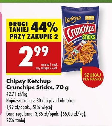 Chipsy ketchupowe Crunchips sticks promocja w Biedronka