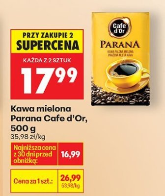 Kawa mielona Parana Cafe d'Or promocja w Biedronka