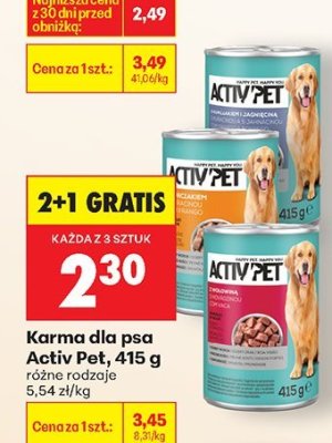 Karma dla psa Activ Pet, 415 g 2+1 GRATIS promocja w Biedronka