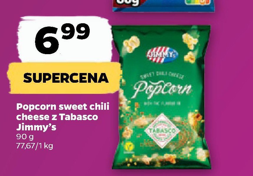 Popcorn tabasco-sweet chilii-cheese Jimmy's promocja