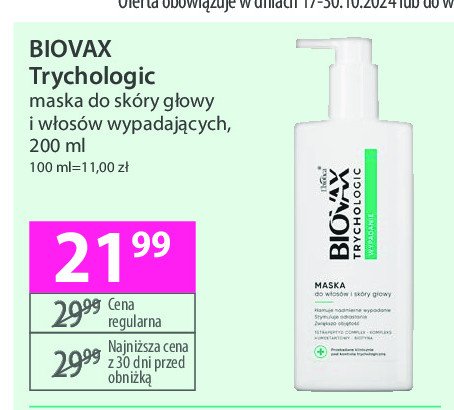 Maska do włosów Biovax trychologic promocja