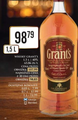 Whisky Grant's 1.5L 40% promocja w Dino
