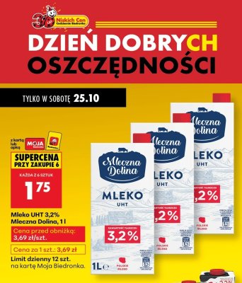 Mleko UHT 3,2% Mleczna Dolina 1l promocja w Biedronka