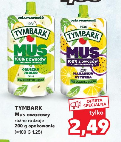 Mus gruszka-jabłko-banan Tymbark mus promocja