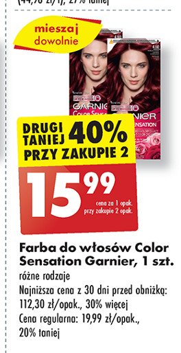 Farba do włosów 4.60 ciemna czerwień Garnier color senstation promocja