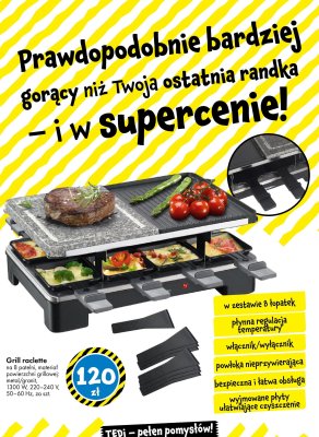 Grill raclette na 8 patelnii promocja w Tedi