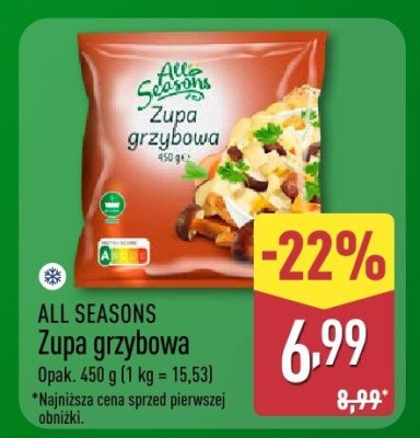 Zupa grzybowa All Seasons promocja w Aldi