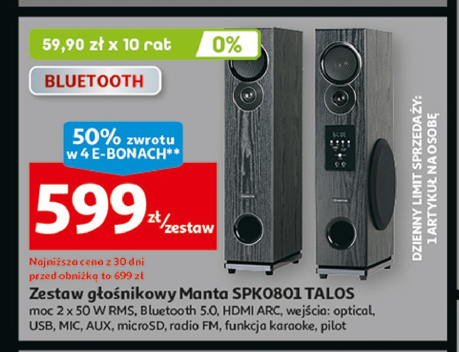 Głośniki spk0801 Manta promocja