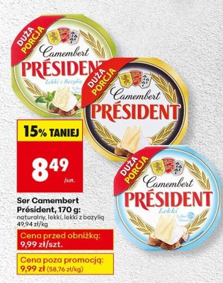 Ser Camembert lekki z bazylią promocja w Biedronka