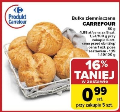 Bułka ziemniaczana Carrefour 80 g promocja w Carrefour
