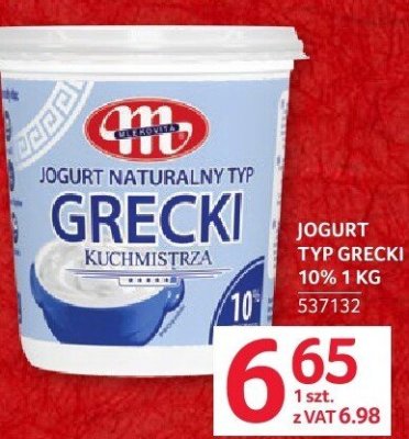 Jogurt typ grecki 10% Mlekovita 1kg promocja w Selgros