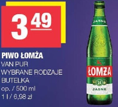 Piwo Lomża Van Pur wybrane rodzaje butelka promocja w SPAR