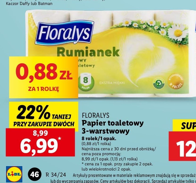 Papier toaletowy rumiankowy Floralys promocja