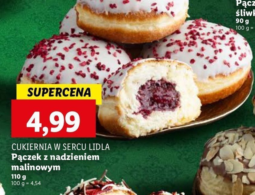 Pączek z nadzieniem malinowym Cukiernia lidla promocja