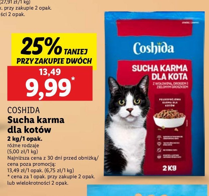 Karma dla kota z wołowiną Coshida promocja