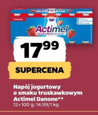 Napój jogurtowy o smaku truskawkowym Actimel Danone promocja w Netto