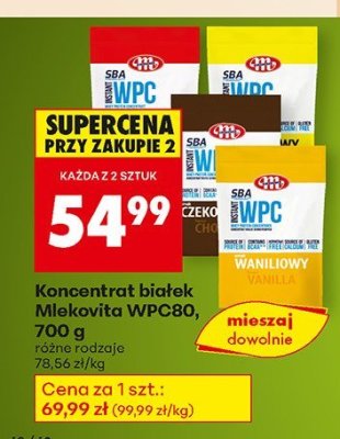 Koncentrat białek Mlekovita WPC80, 700 g promocja w Biedronka