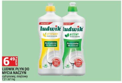 Płyn do mycia naczyń LUDWIK cytrynowy, miętowy promocja w Merkury Market