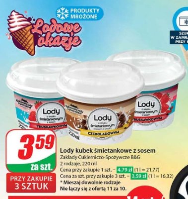 Lody 艣mietankowe z sosem czekoladowym Zak艂ad cukierniczo-spo偶ywczy promocja