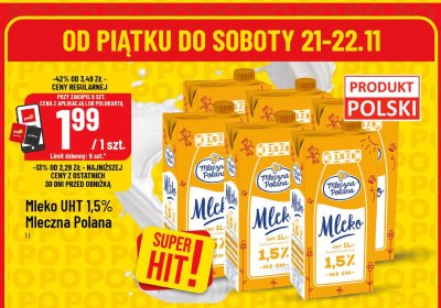 Mleko UHT 1,5% Mleczna Polana 1l promocja w POLOmarket