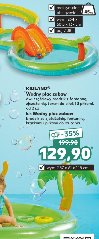 Wodny plac zabaw 264 x 68.5 x 137 cm Kidland promocja