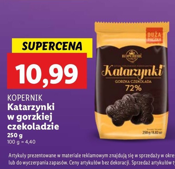 Pierniki w gorzkiej czekoladzie 72% Kopernik katarzynki promocja