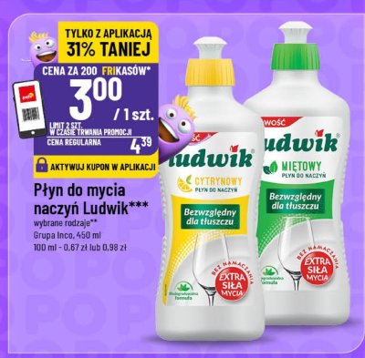 Płyn do mycia naczyń Ludwik Premium wybrane rodzaje promocja w POLOmarket