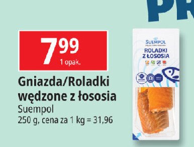 Gniazdka wędzone z łososia Suempol promocja w Leclerc