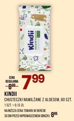 Chusteczki nawilżane Kindii z aloesem promocja w Drogerie Natura