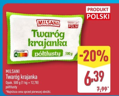 Twaróg Milsani krajanka półtłusty promocja w Aldi