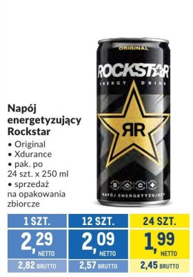 Napój energetyzujący Rockstar Original Xdurance 250ml promocja w Makro