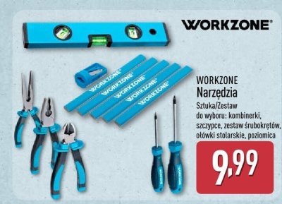 Narzędzia WORKZONE do wyboru: kombinerki, szczypce, zestaw śrubokrętów, ołówki stolarskie, poziomica promocja w Aldi