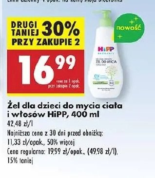 Żel do mycia ciała i włosów Hipp promocja w Biedronka