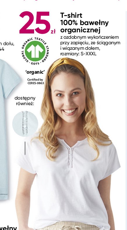 T-shirt damski bawełna organiczna dekolt v s-xxxl promocja