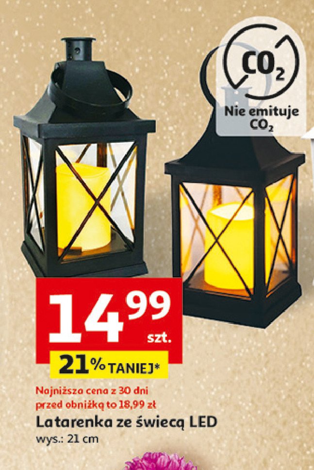 Latarenka ze świecą led 21 cm promocja w Auchan