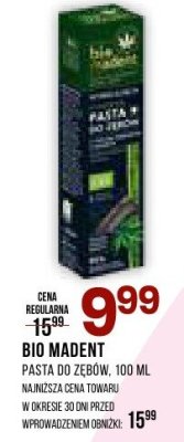 Pasta do zębów BIO MADENT promocja w Drogerie Natura