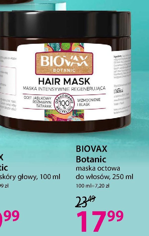 Maska do włosów intesywnie regenerująca Biovax botanic promocja