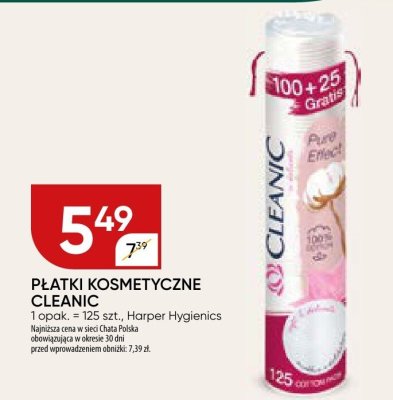 Płatki kosmetyczne Cleanic Pure Effect promocja w Chata Polska