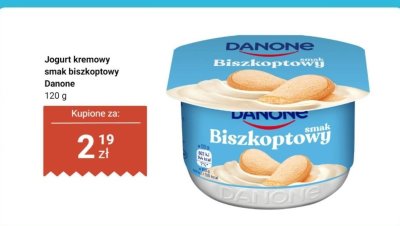 Jogurt kremowy smak biszkoptowy Danone promocja w Dino
