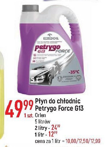 Płyn do chłodnic Orlen petrygo g13 force promocja