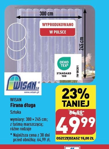 Firana długa 300 x 245 cm WISAN promocja