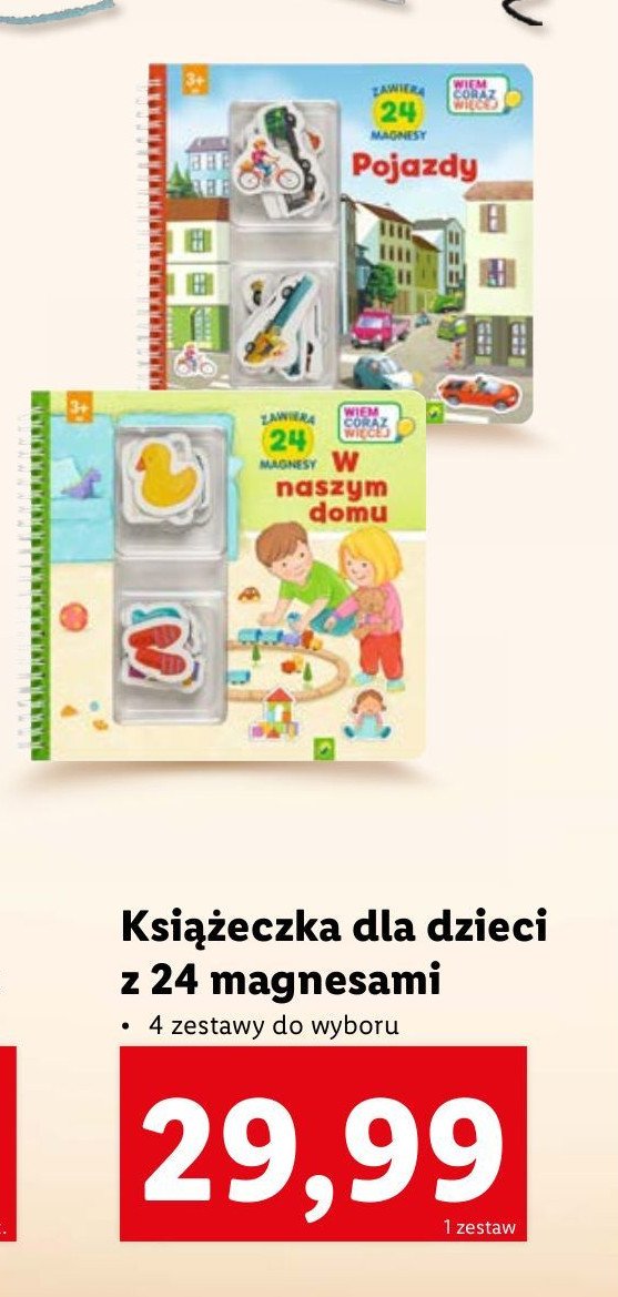Książeczka z magnesami "pojazdy" promocja w Lidl