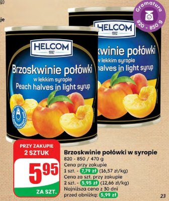 Brzoskwinie połówki w syropie  promocja w Dino