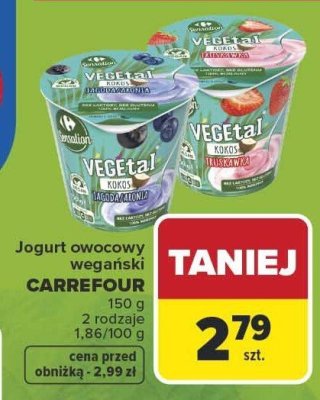 Jogurt owocowy wegański Carrefour Vegetal różne rodzaje promocja w Carrefour
