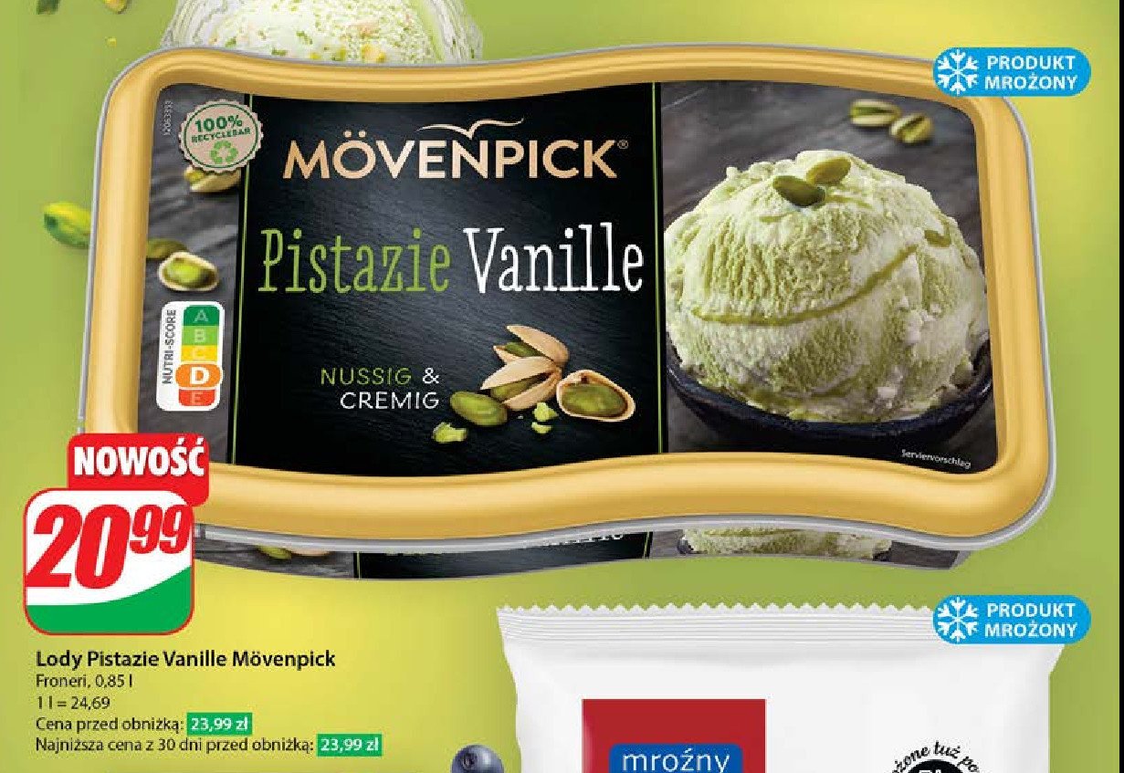 Lody pistacja i wanilia Movenpick promocja w Dino