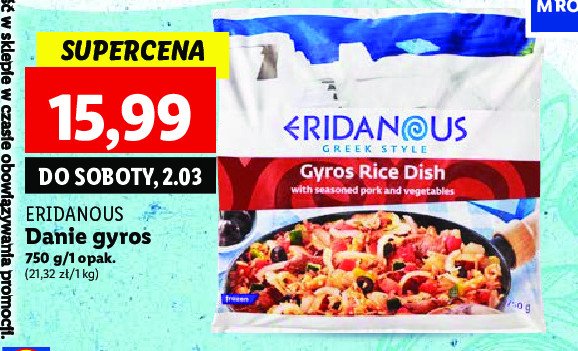 Gyros z z ryżem i warzywami Eridanous promocja