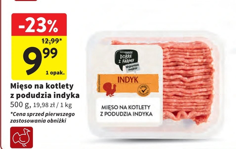 Mięso na kotlety z podudzia indyka Intermarche dobre z farmy promocja