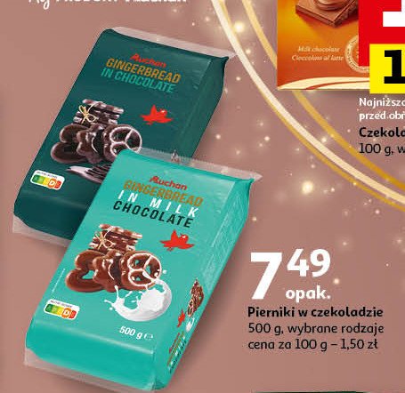 Piernik w czekoladzie Auchan różnorodne (logo czerwone) promocja